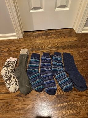 Men's Blue Patterned Crew Socks - Pack